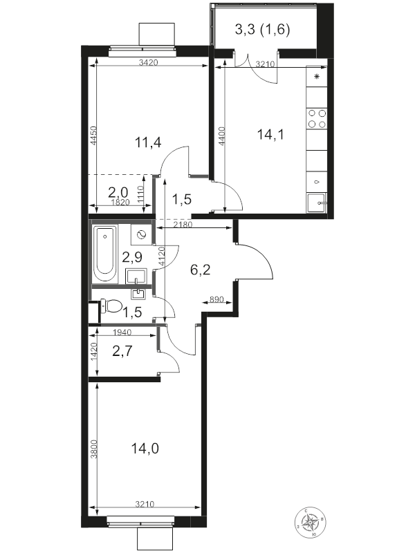 Продажа 2-комн квартиры в новостройке Химки г., Олимпийская ул.,  к. 1.4