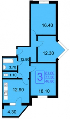 Планировка ЖК Холмогоры-3, 46.8 м2