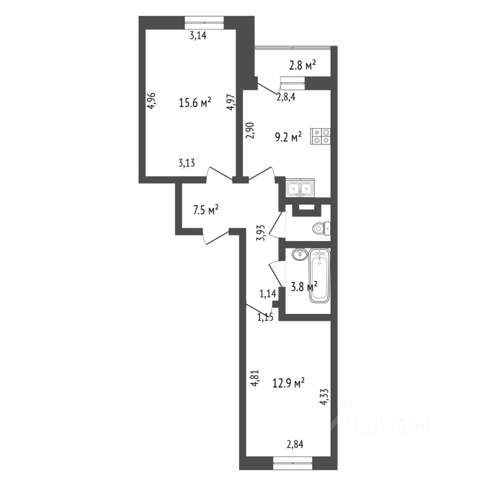 Продажа 2-комн квартиры на вторичном рынке Мурино, улица Графская,  д. 6к1