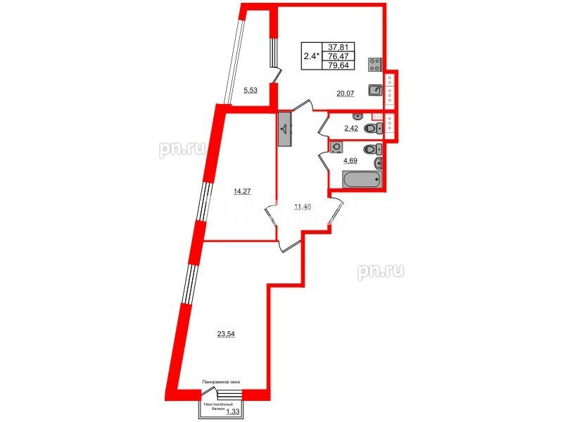 Продажа 2-комн квартиры в новостройке Комендантский проспект, участок 7