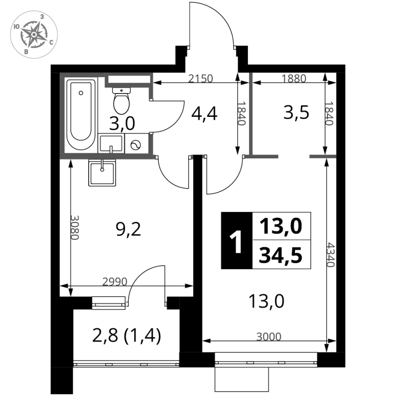 Продажа 1-комн квартиры в новостройке Сапроново д., Калиновая ул.,  к. 3