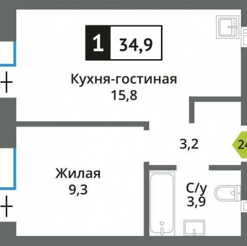 1-комн квартира Красногорск, Московская область, Красногорск, мкрн. Опалиха