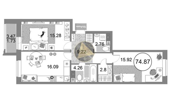 Продажа 2-комн квартиры на вторичном рынке проспект Авиаконструкторов,  д. 54 с1
