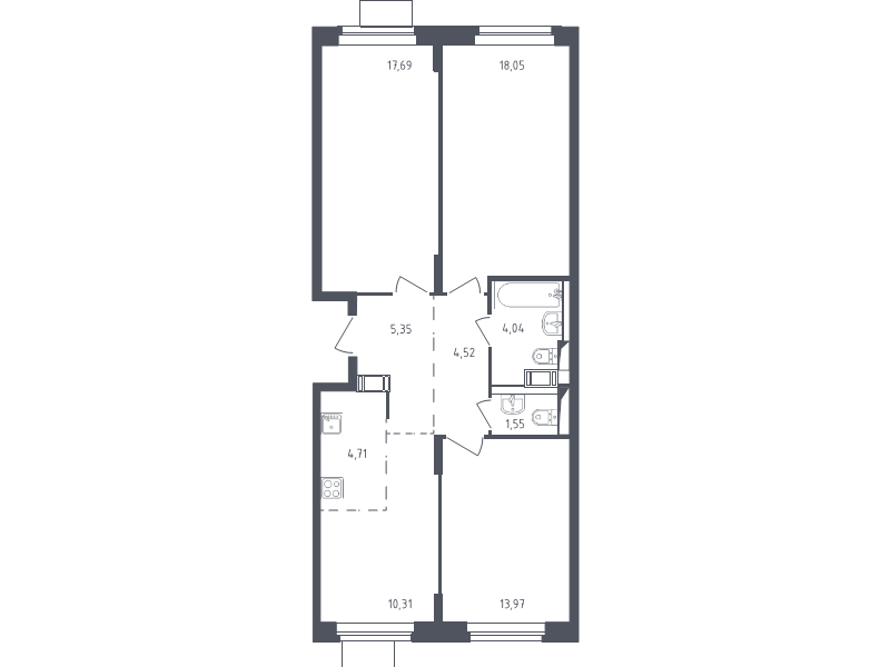 Продажа 3-комн квартиры в новостройке Юрлово д., Пятницкая ул.,  к. 2.2