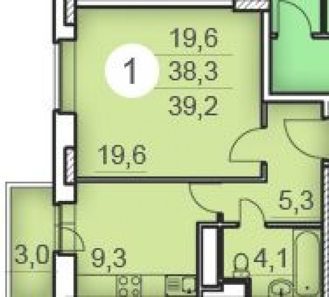 Планировка ЖК Супонево Life, 19.6 м2