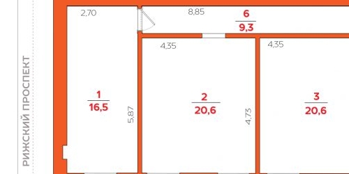3-комн квартира Рижский проспект, 60