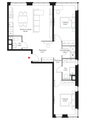Планировка ЖК Время, 29.4 м2