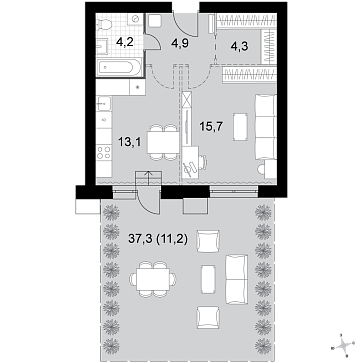 Продажа 1-комн квартиры в новостройке Докукино д., Цветочная ул.,  к. 1.1