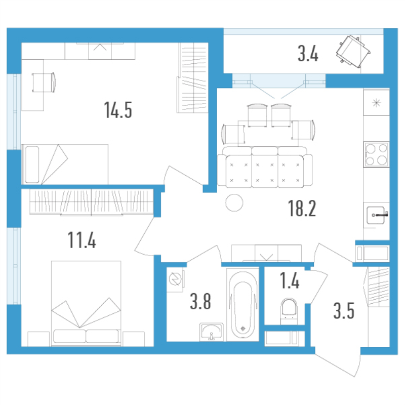 Продажа 2-комн квартиры в новостройке Шушары п., Школьная ул.,  к. 4