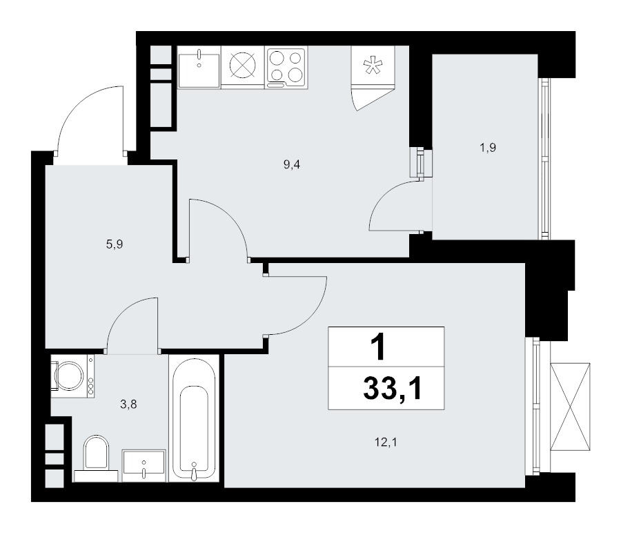Продажа 1-комн квартиры в новостройке Прокшино д., Проектируемый проезд № 7029,  к. 7.1.4