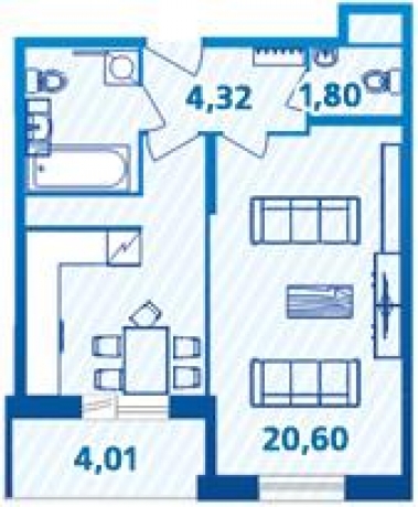 Планировка ЖК Колумб, 20.6 м2