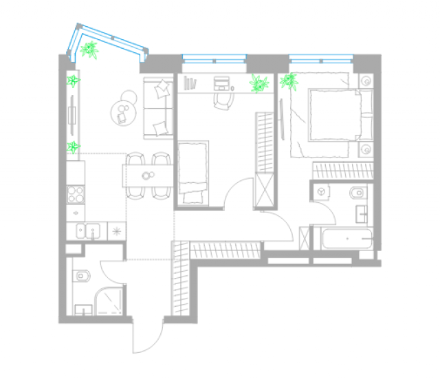 Планировка ЖК Level Причальный,  м2