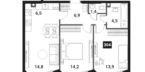 2-комн квартира Москва г., Семеновская наб.,  к. 1