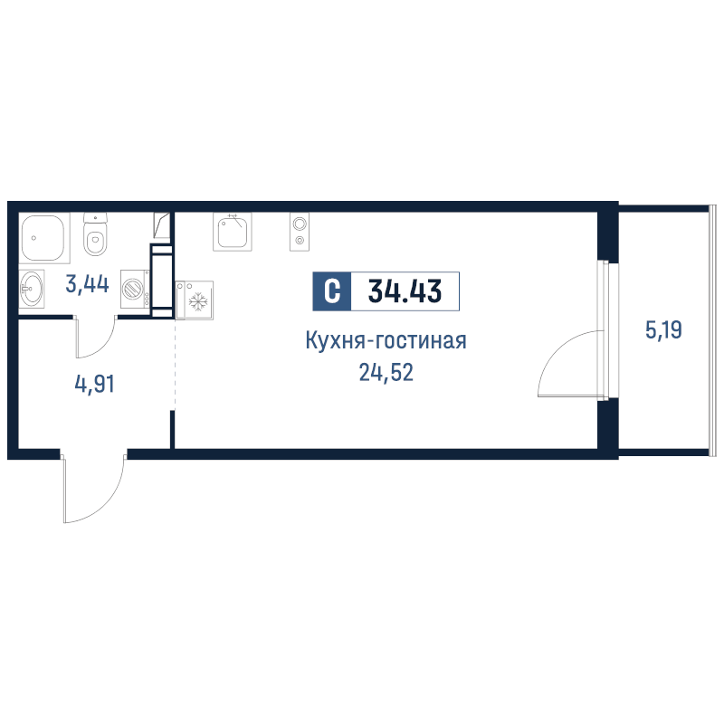 Продажа студии Мурино п., Романовская ул.,  к. 2