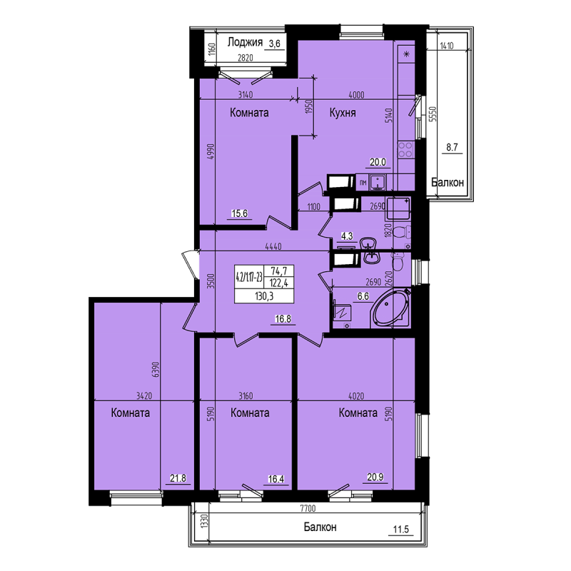 Продажа 4-комн квартиры в новостройке Парголово п., Заречная ул.,  к. 2