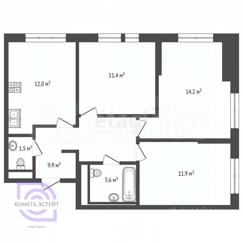 Продажа 3-комн квартиры на вторичном рынке Котельники, улица Сосновая, 5к1