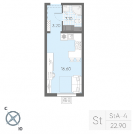 Продажа студии Санкт-Петербург г., Пискаревский пр-кт,  к. 20