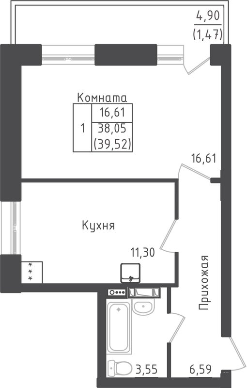 Продажа 1-комн квартиры в новостройке Рыбаки д., Центральная ул.,  к. 1