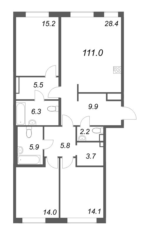 Продажа 3-комн квартиры в новостройке Санкт-Петербург г., Средняя Колтовская ул.,  к. 1