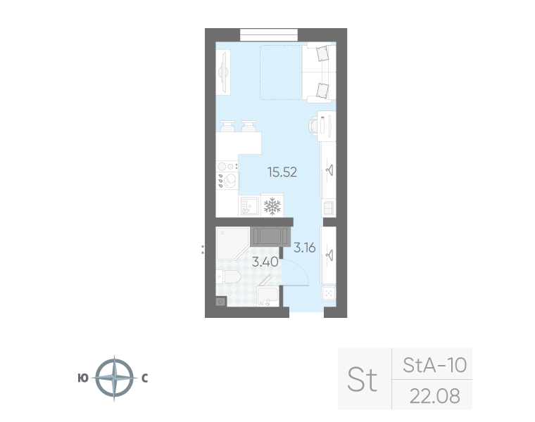 Продажа студии Санкт-Петербург г., Маршала Казакова ул.,  к. 7