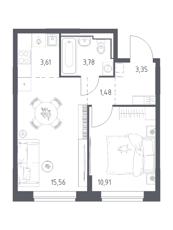 Продажа 1-комн квартиры в новостройке Богданиха д., Красная Слобода ул.,  к. 7.1