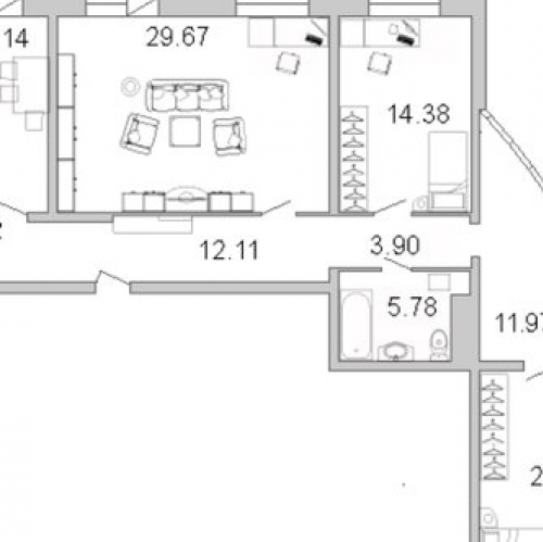 3-комн квартира ул Руднева