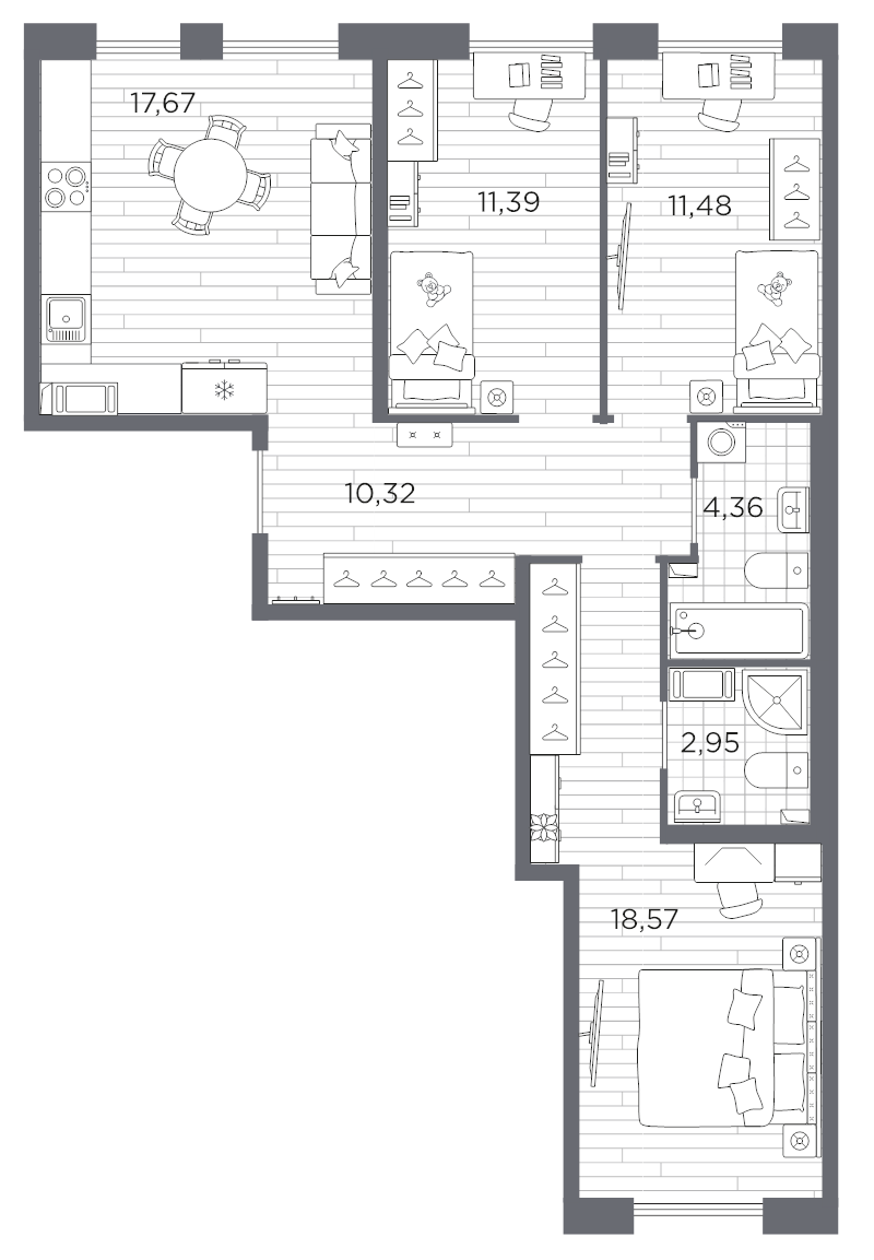 Продажа 3-комн квартиры в новостройке Санкт-Петербург г., Суздальское ш.,  к. 631