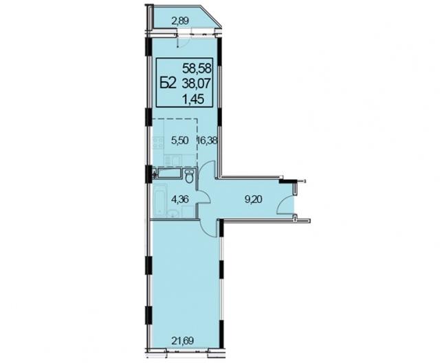 Планировка ЖК Звездный, 38.07 м2