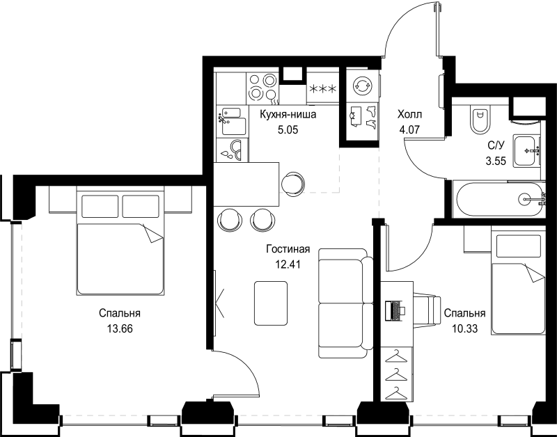 Продажа 2-комн квартиры в новостройке Москва г., Верейская ул.,  к. SET.2.А