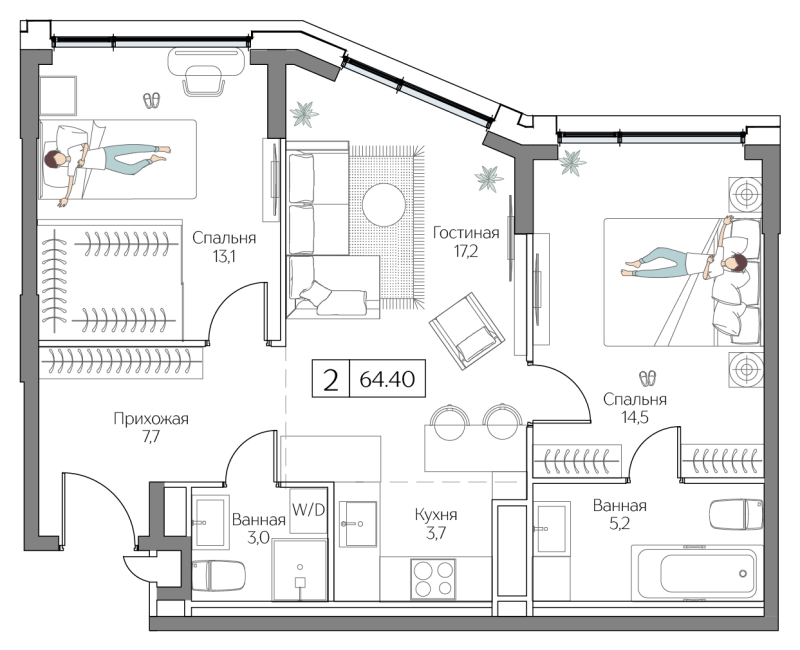 Продажа 2-комн квартиры в новостройке Москва г., Проектируемый проезд № 4062,  к. Aqua