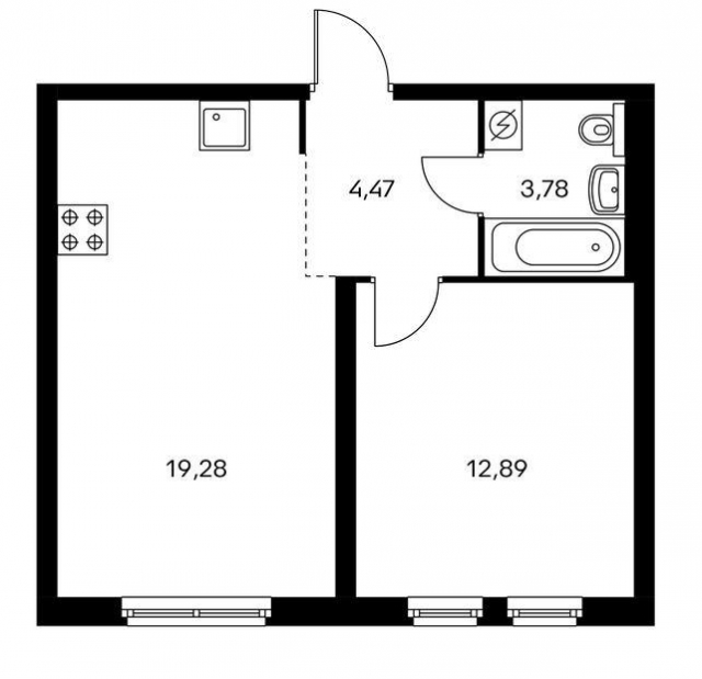 Планировка ЖК Измайловский 11, 12.89 м2