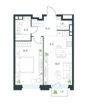 Планировка ЖК Level Нагатинская, 14.9 м2