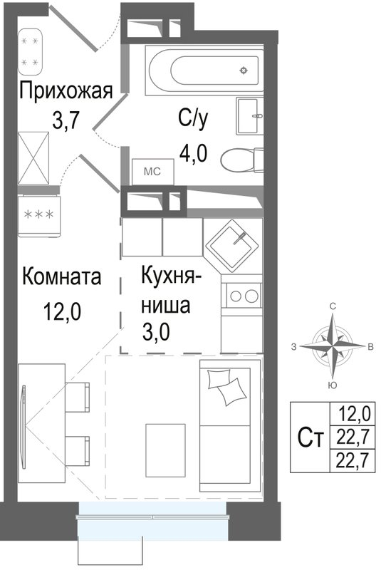 Продажа студии Королёв г.,  к. 3