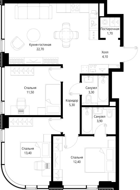 Продажа 3-комн квартиры в новостройке Москва г., Вишнёвая ул.,  к. 1