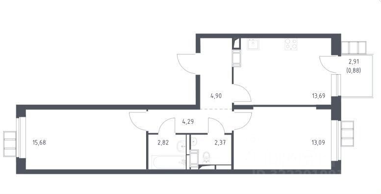 Продажа 2-комн квартиры на вторичном рынке улица Алхимовская, 1к4