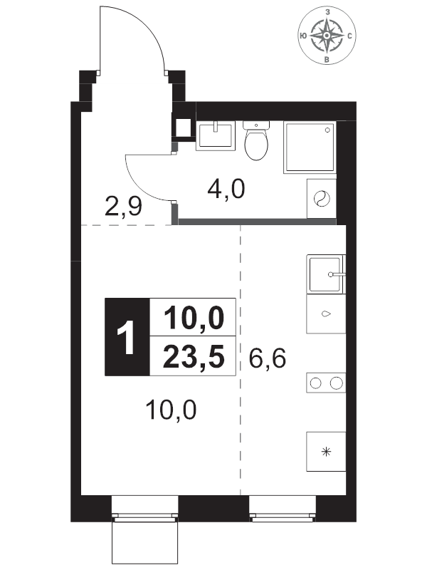 Продажа студии Мосрентген пос., Проектируемый проезд № 7502,  к. 3