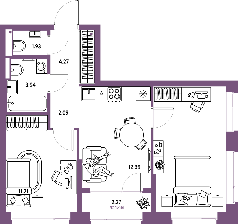 Продажа 2-комн квартиры в новостройке Мытищи г., Комарова ул.,  к. Дом Перов