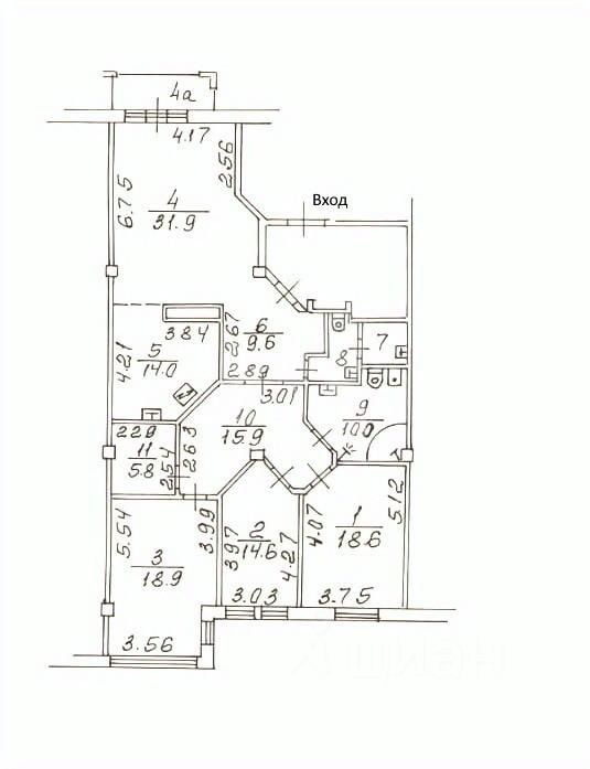 Продажа 4-комн квартиры на вторичном рынке Казарменный переулок, 3С6