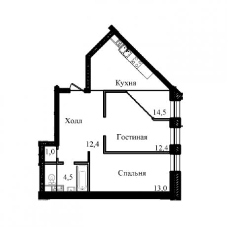 Планировка ЖК Ракитня, 25.4 м2
