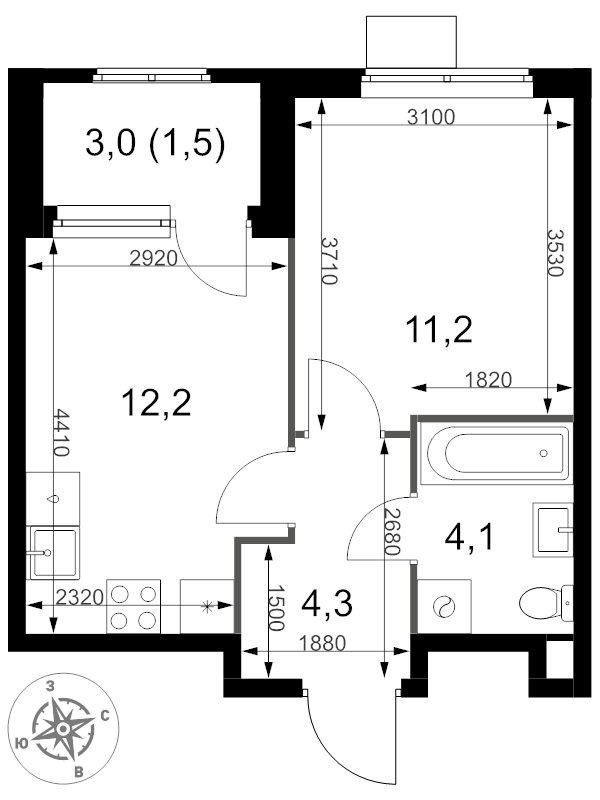 Продажа 1-комн квартиры в новостройке Химки г., Олимпийская ул.,  к. 2.2
