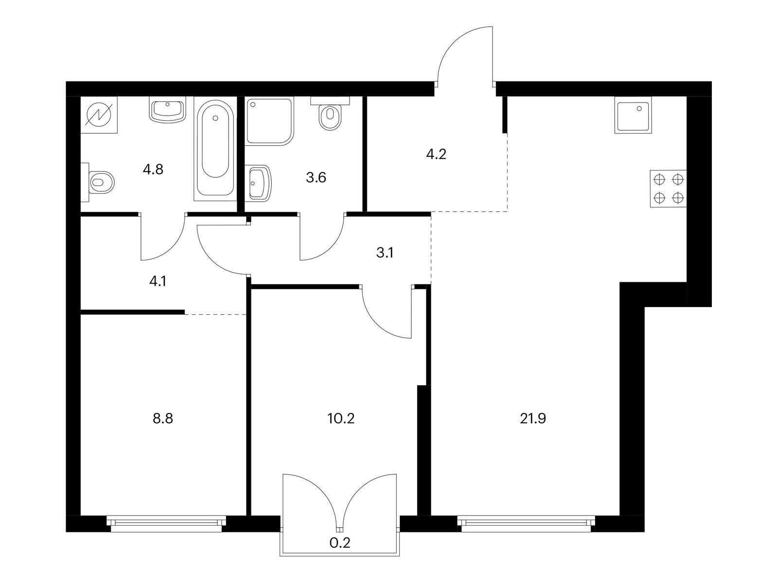 2-комн квартира Барклая 6, корп.8