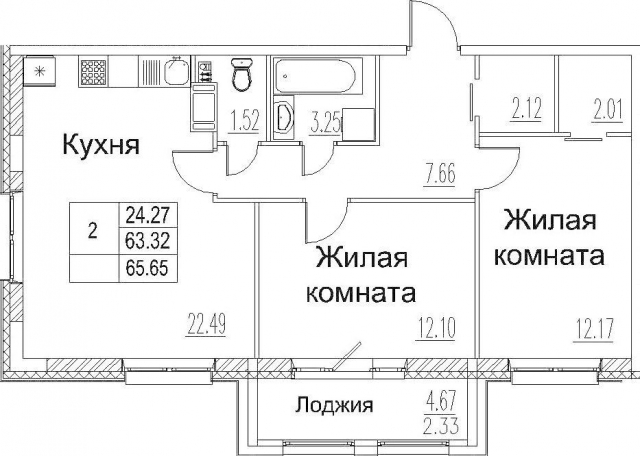Планировка ЖК Modum, 24.27 м2