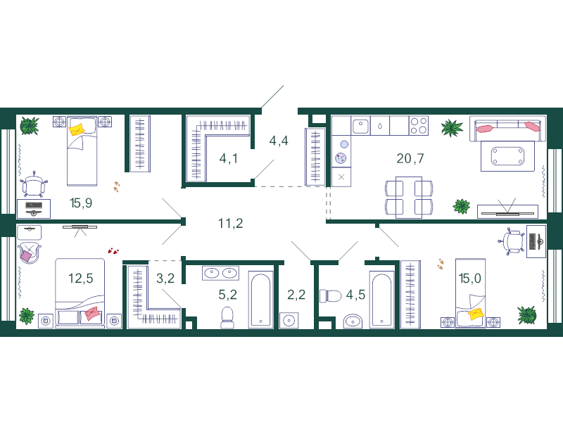 Продажа 3-комн квартиры в новостройке Москва г., Автозаводская ул.,  к. 2.3.2