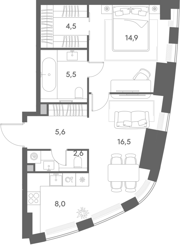 Продажа 1-комн квартиры в новостройке Москва г., Новослободская ул.,  к. 1