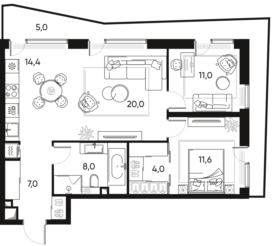 Продажа 3-комн квартиры в новостройке Полковая, 1