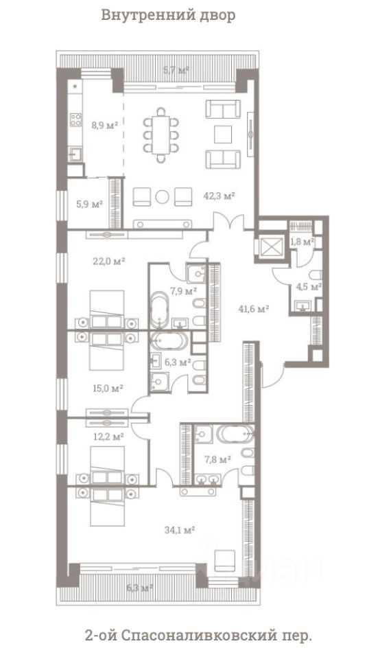 Продажа 5-комн квартиры на вторичном рынке 2-й Спасоналивковский переулок, 6