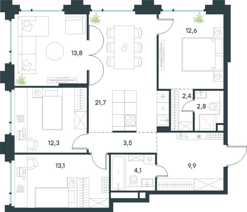 Продажа 4-комн квартиры в новостройке Москва г., Большая Почтовая ул.,  к. B