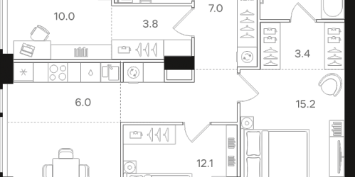3-комн квартира Москва г., Открытое ш.,  к. 1
