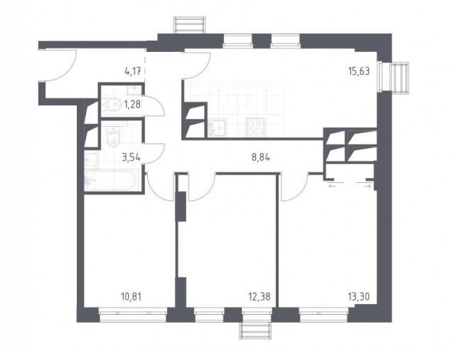 Планировка ЖК Спутник, 36.5 м2