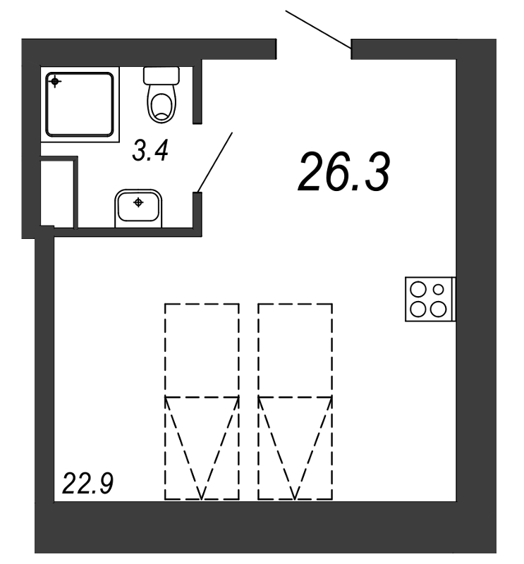 Продажа студии Санкт-Петербург г., Подъездной пер.,  к. 1